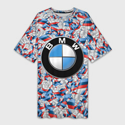 Женская длинная футболка BMW M PATTERN LOGO