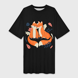 Женская длинная футболка Лисы Animal love