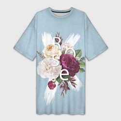Женская длинная футболка Flowers Rose