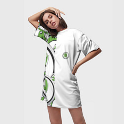 Футболка женская длинная Skoda Half Pattern Logo, цвет: 3D-принт — фото 2
