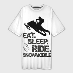 Женская длинная футболка EAT SLEEP RIDE SNOWMOBILE