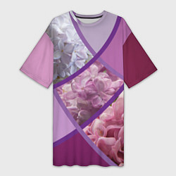 Женская длинная футболка Весна Полосатый принт Сирень