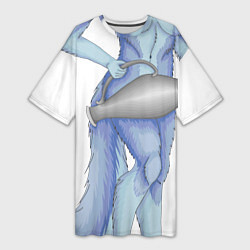 Женская длинная футболка Водолей, лиса фурри