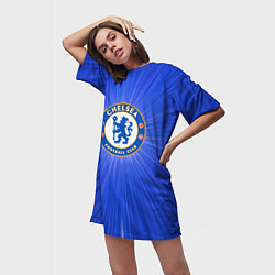 Футболка женская длинная Chelsea football club, цвет: 3D-принт — фото 2