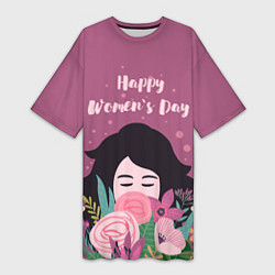 Женская длинная футболка Happy Womens Day