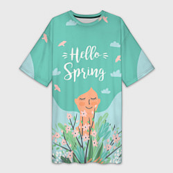 Женская длинная футболка Hello spring