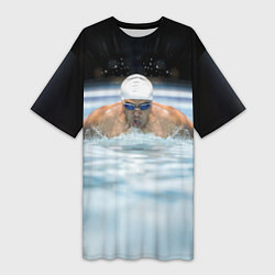 Женская длинная футболка Плавание Пловец