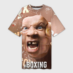 Футболка женская длинная Boxing - телесный, цвет: 3D-принт