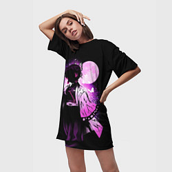 Футболка женская длинная Шинобу Кочо силуэт Клинок рассекающего демона, цвет: 3D-принт — фото 2