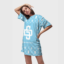 Футболка женская длинная Узор Sky Blue Dope Street Market, цвет: 3D-принт — фото 2