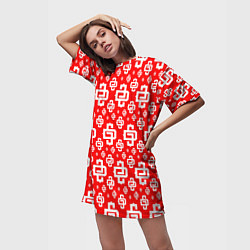 Футболка женская длинная Red Pattern Dope Camo Dope Street Market Спина, цвет: 3D-принт — фото 2