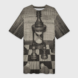 Женская длинная футболка Старинные шахматы