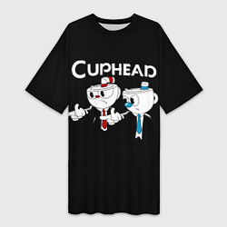 Женская длинная футболка Cuphead грозные ребята из Криминального чтива