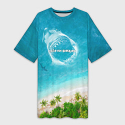 Женская длинная футболка Акула - пасть