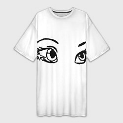 Женская длинная футболка Милые глаза Красивый взгляд