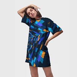 Футболка женская длинная Geometric pattern Fashion Vanguard, цвет: 3D-принт — фото 2