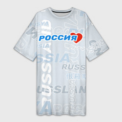 Женская длинная футболка Россия - на разных языках мира