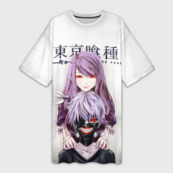 Женская длинная футболка Канеки и Ризе Tokyo ghoul