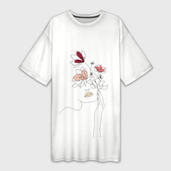 Женская длинная футболка Девушка и цветы Artline