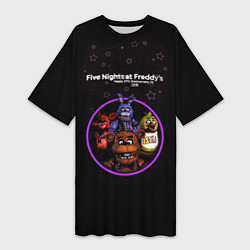 Женская длинная футболка Five Nights at Freddys - персонажи из игры