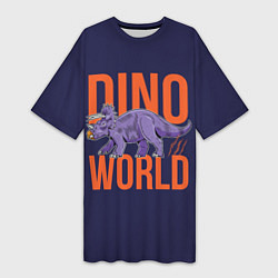 Футболка женская длинная Dino World, цвет: 3D-принт