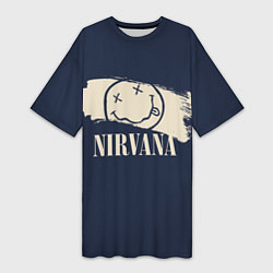 Женская длинная футболка NIRVANA Рок Группа
