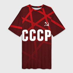 Женская длинная футболка СССР КРАСНЫЕ ЛИНИИ