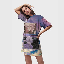 Футболка женская длинная Киллуа Золдик Хантер х Хантер, цвет: 3D-принт — фото 2