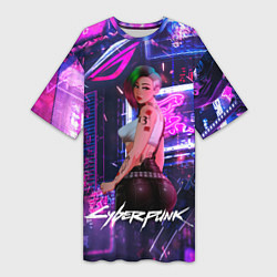 Женская длинная футболка Cyberpunk 18 Judy