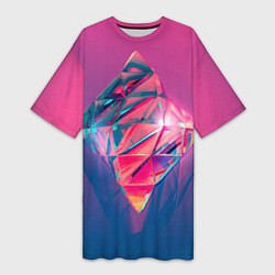 Футболка женская длинная Неоновый кристалл, цвет: 3D-принт