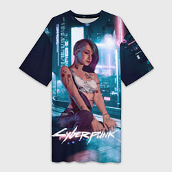Женская длинная футболка Jydy cyberpunk2077