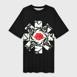 Футболка женская длинная RHCP Logo Red Rose, цвет: 3D-принт