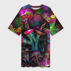 Женская длинная футболка Вот такие грибочки Pattern Психоделика