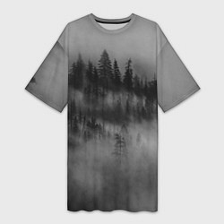 Женская длинная футболка Туманный лес - природа