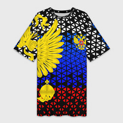 Футболка женская длинная Герб флаг россии, цвет: 3D-принт