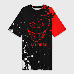 Женская длинная футболка Disturbed брызги красок