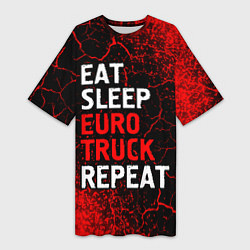 Женская длинная футболка Eat Sleep Euro Truck Repeat Спрей