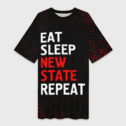 Женская длинная футболка Eat Sleep New State Repeat - Потертости