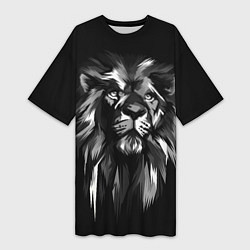 Женская длинная футболка Голова льва в черно-белом изображении