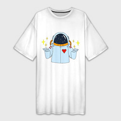 Женская длинная футболка Космонавт с сердцем