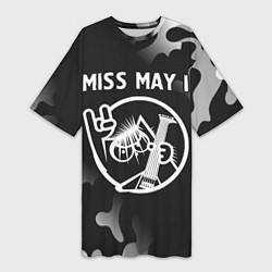 Женская длинная футболка Miss May I КОТ Камуфляж