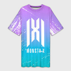 Футболка женская длинная Monsta x neon, цвет: 3D-принт