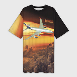 Женская длинная футболка Гражданский самолет Ил 96-300