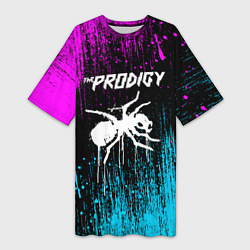 Женская длинная футболка The prodigy neon