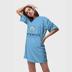 Футболка женская длинная De Bruyne Де Брёйне Manchester City домашняя форма, цвет: 3D-принт — фото 2