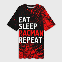 Женская длинная футболка Eat Sleep Pacman Repeat Арт