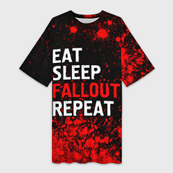 Женская длинная футболка Eat Sleep Fallout Repeat Краска