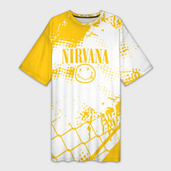 Женская длинная футболка Nirvana - нирвана смайл