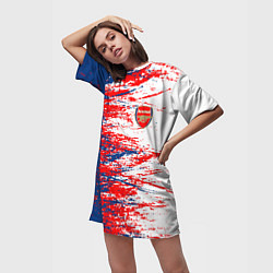 Футболка женская длинная Arsenal fc арсенал фк texture, цвет: 3D-принт — фото 2