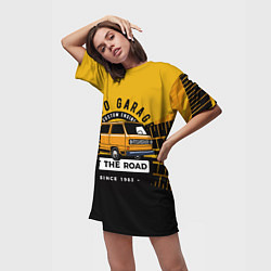 Футболка женская длинная AUTO GARAGE HIT THE ROAD, цвет: 3D-принт — фото 2